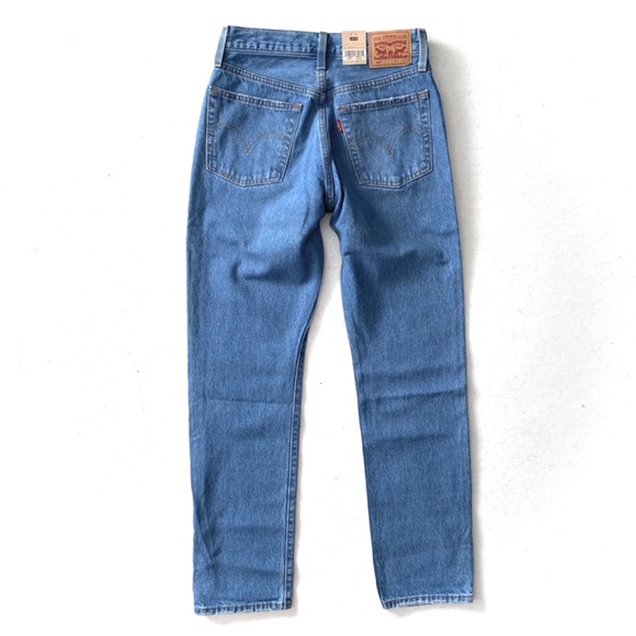 Levi's Blue Straight Leg Jeans with Distressed Details - Picture 3 of 4
